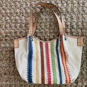 Relic Canvas Tote Bag – Multicolor Vegan Leather Trim | Shoulder Bag